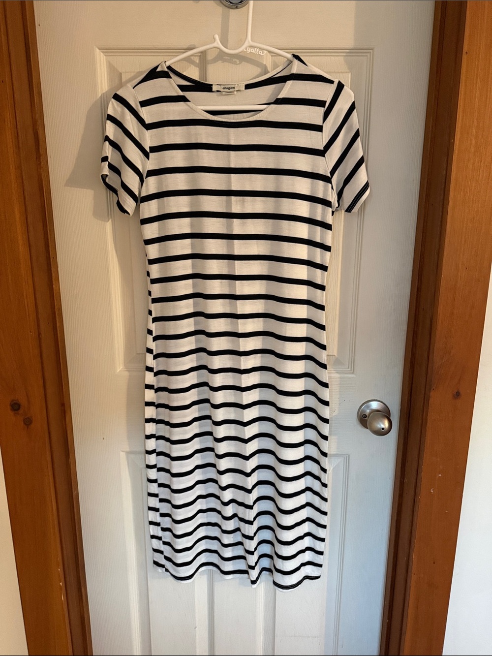 Eloges Striped Short-Sleeve Midi Dress - Black & White